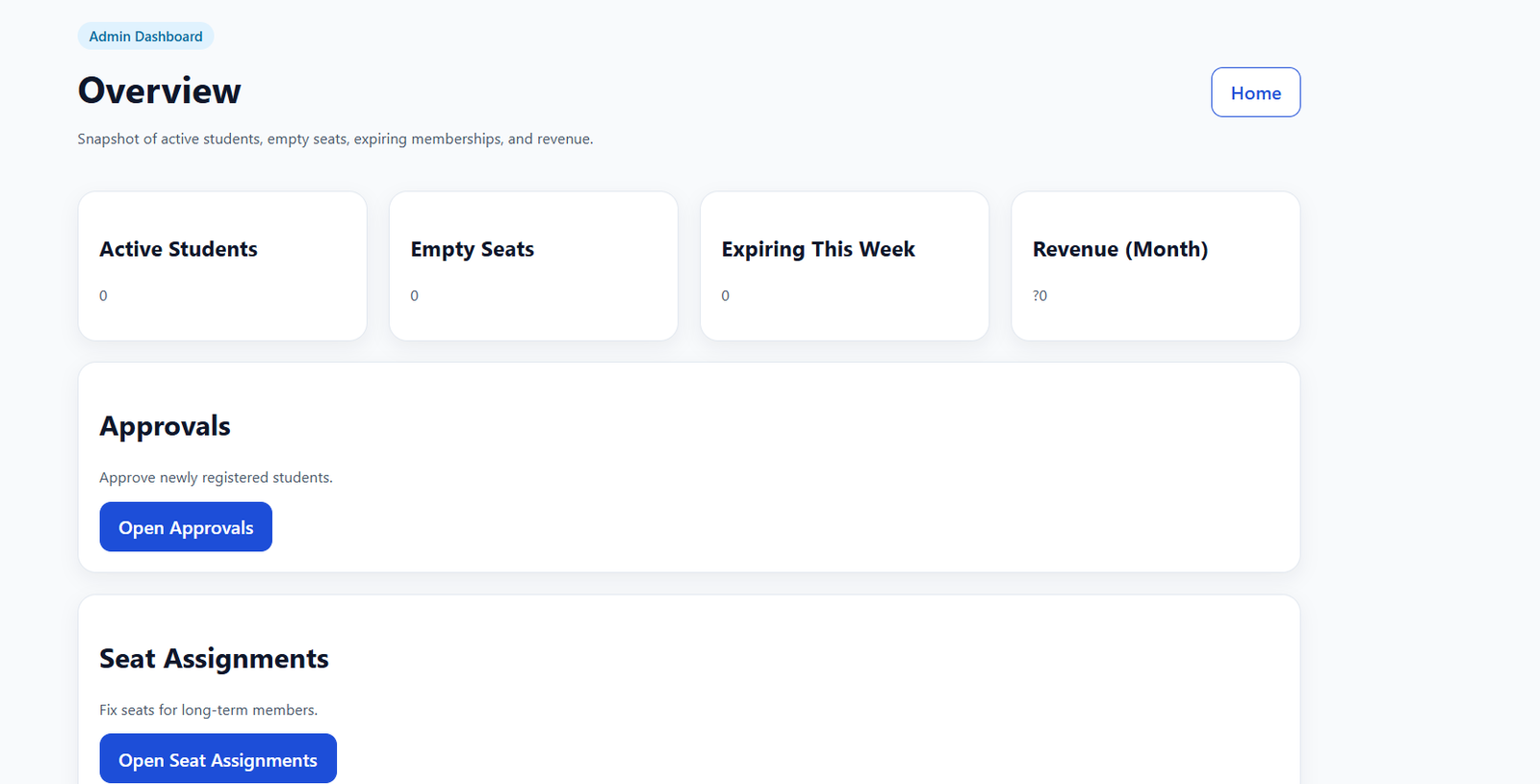 Clinic management software screen
